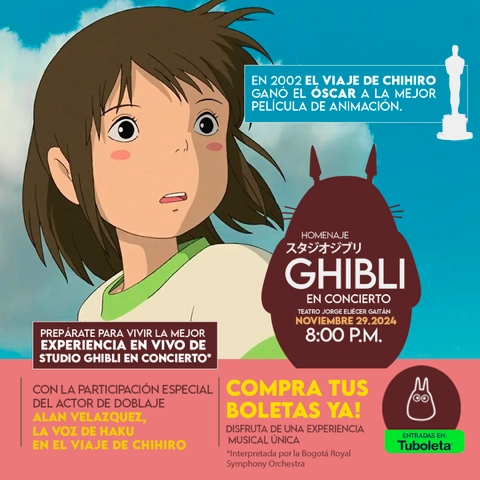 Ghibli en concierto el próximo 29 de noviembre